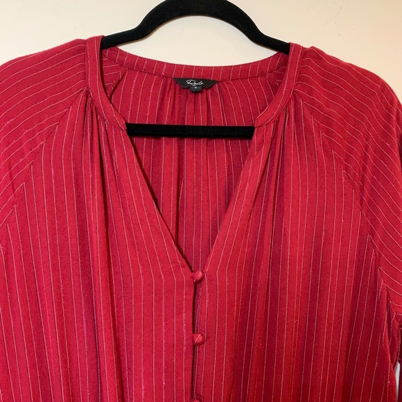 Rails Red Metallic Stripe Smocked Tiered Dress Small Festive Holiday Party - Picture 7 of 15